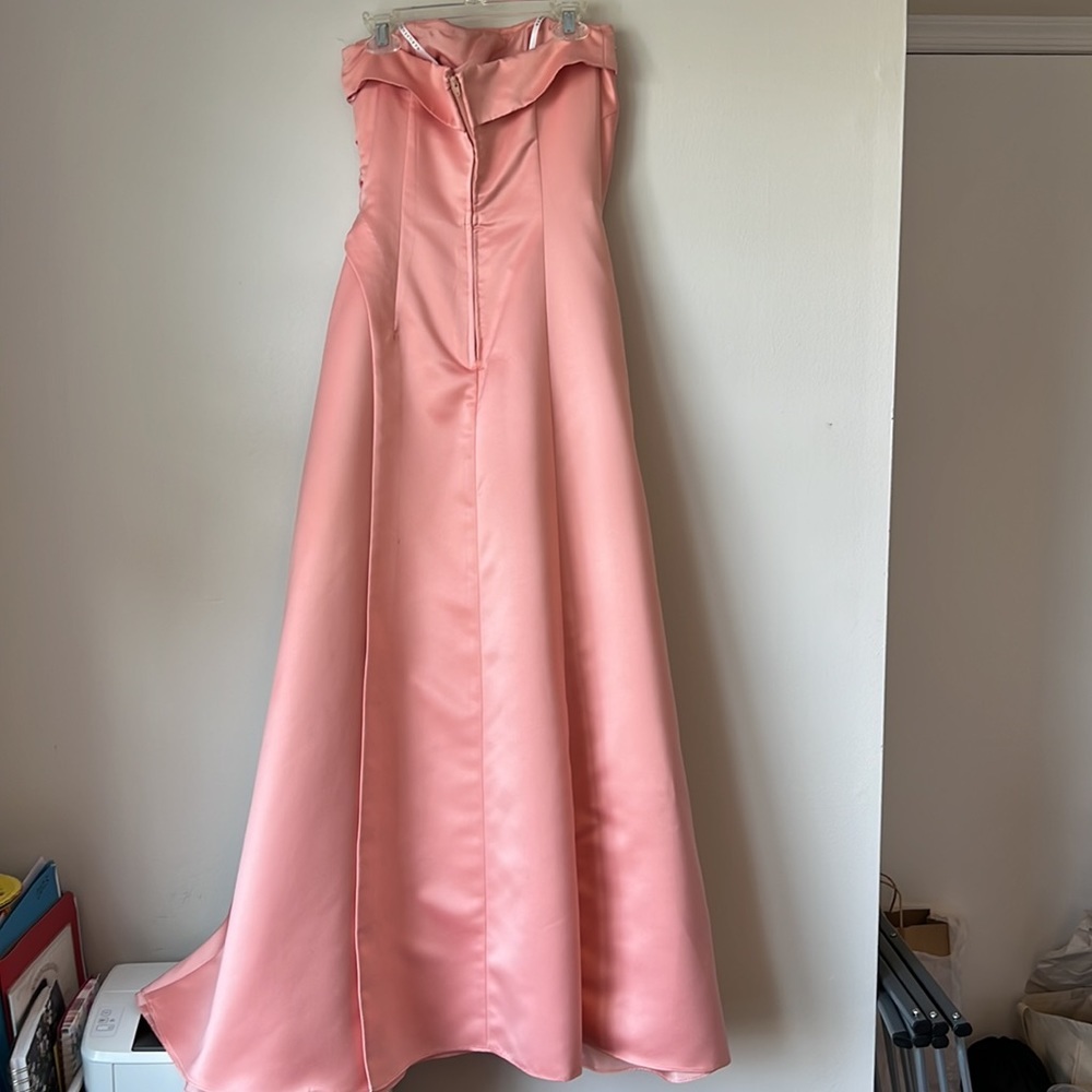 Masquerade Strapless Full Length Gown Dress Coral Pink 5/6 - Picture 4 of 10